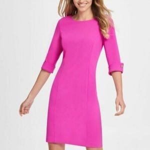 DKNY Pink 3/4 Slv Jewel Neck Body Con